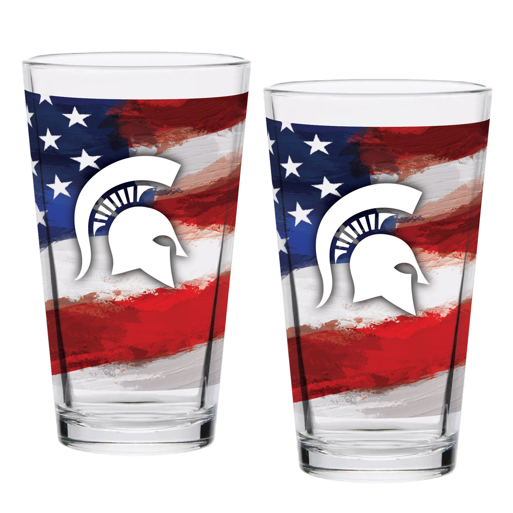 Set of 2 Michigan State Spartans 16oz Americana Pints