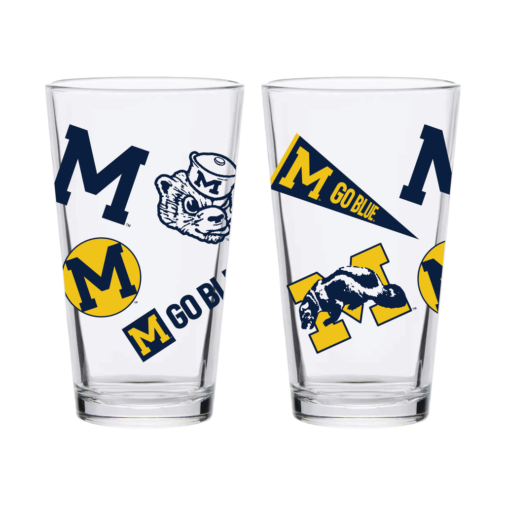16oz Michigan Wolverines College Vault Medley Pint 2 Pack