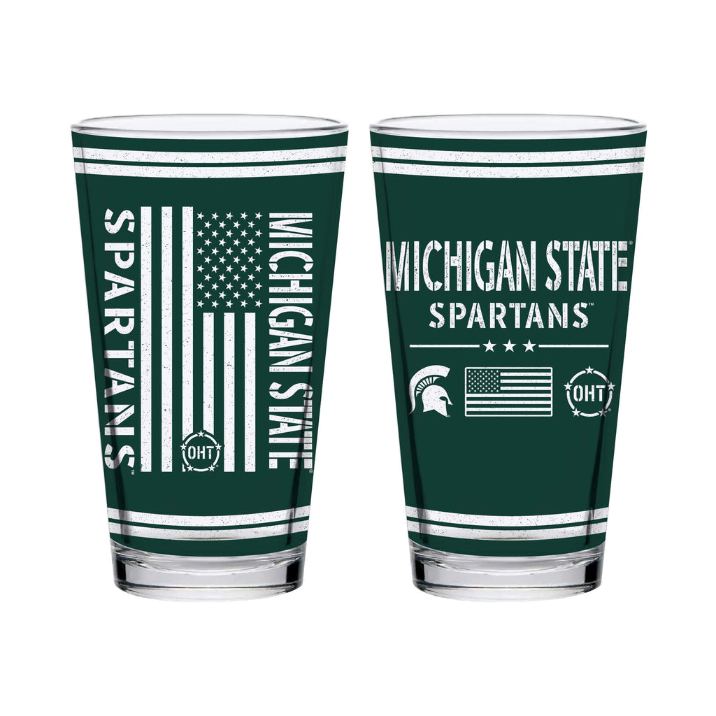 Michigan State Spartans 16oz OHT flag pint glass