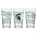 Set of 2 Michigan State Spartans Campus Line Art 16oz Pints