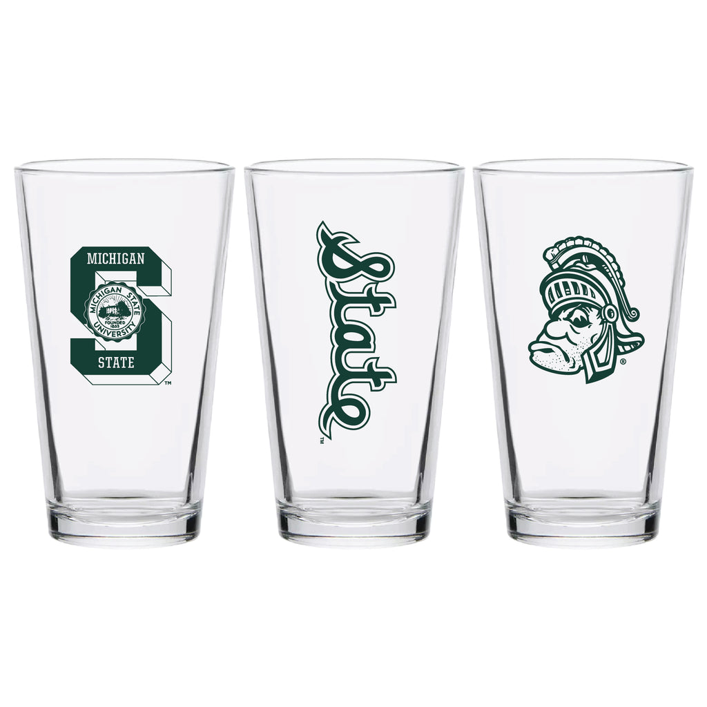 Set of 2 Michigan State Spartans College Vault Sketch 16oz Pints