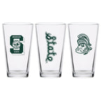 Set of 2 Michigan State Spartans College Vault Sketch 16oz Pints