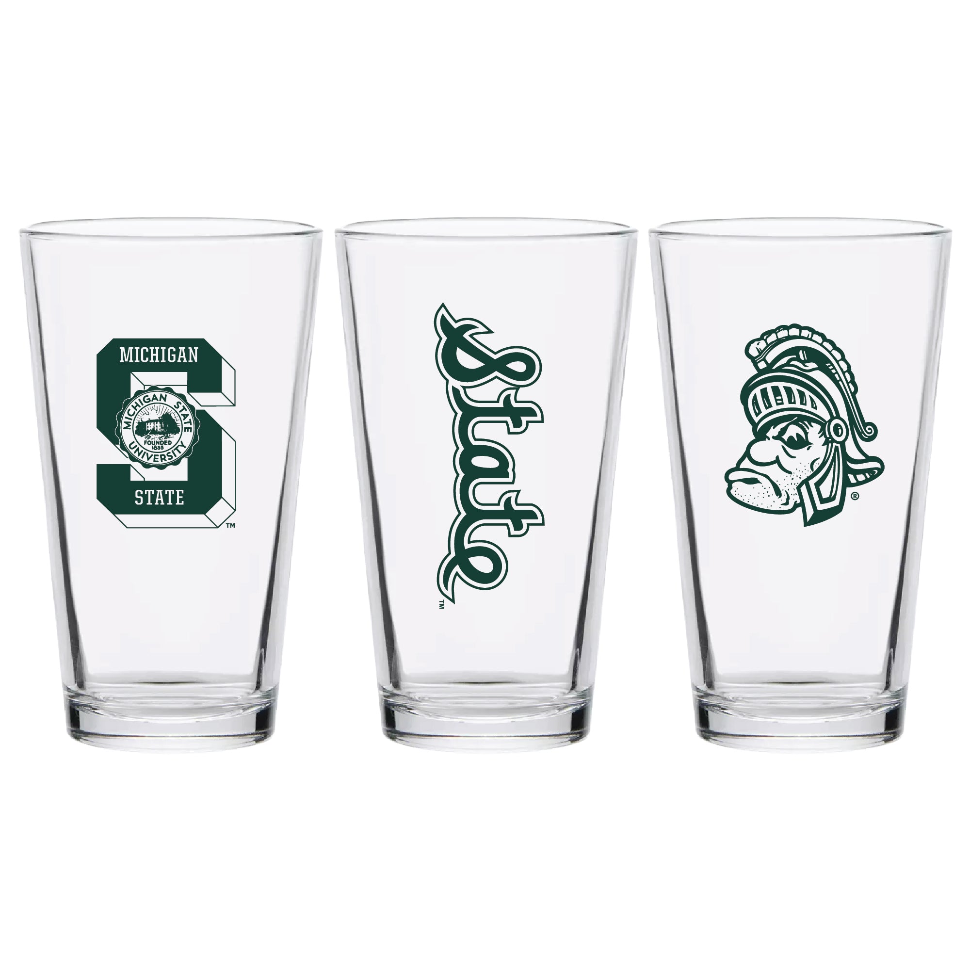 Set of 2 Michigan State Spartans College Vault Sketch 16oz Pints