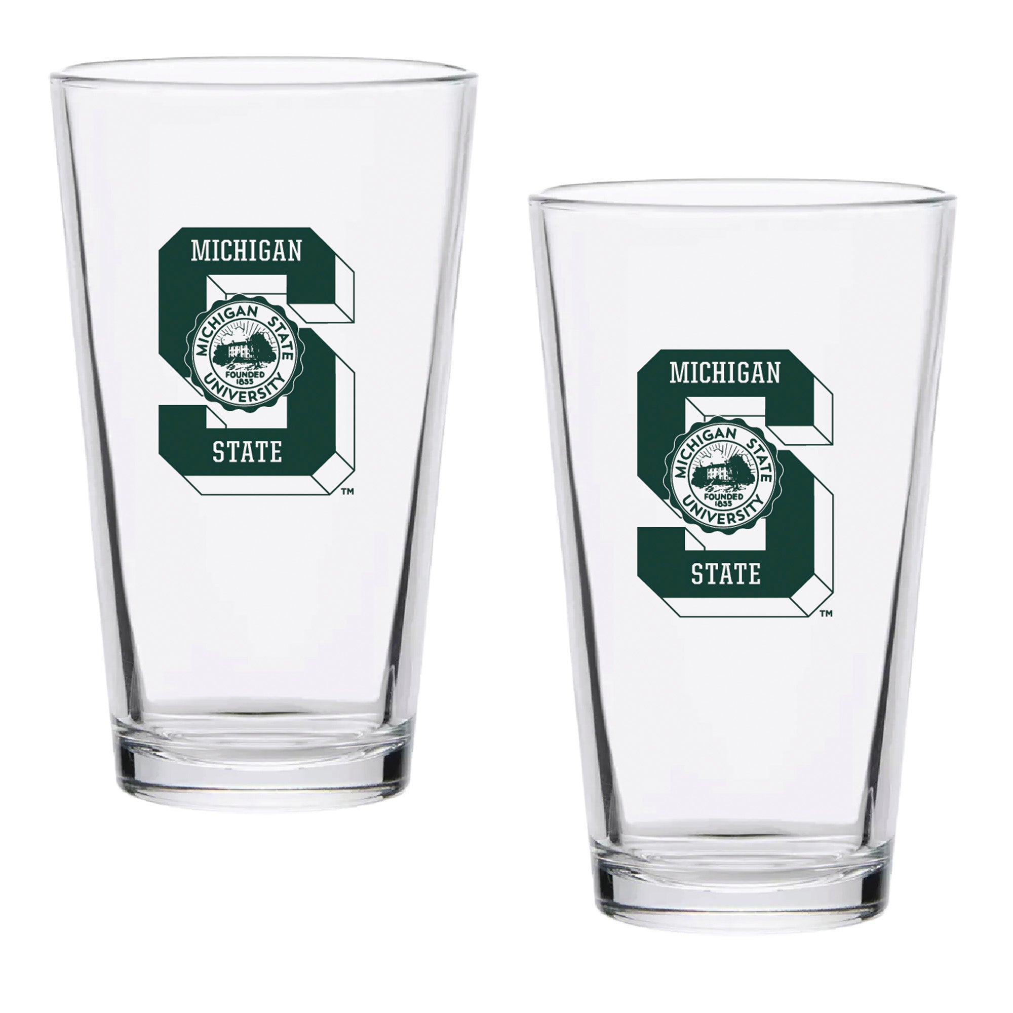 Set of 2 Michigan State Spartans College Vault Sketch 16oz Pints