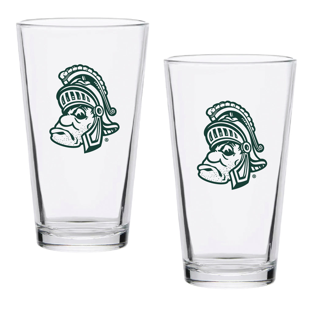 Set of 2 Michigan State Spartans College Vault Sketch 16oz Pints