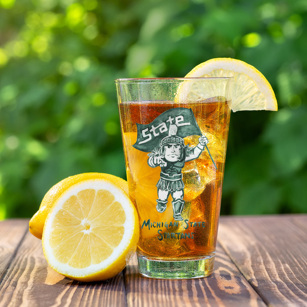Set of 4 Michigan State Spartans Mascot by Laura Wilcox 16oz Pint Glasses