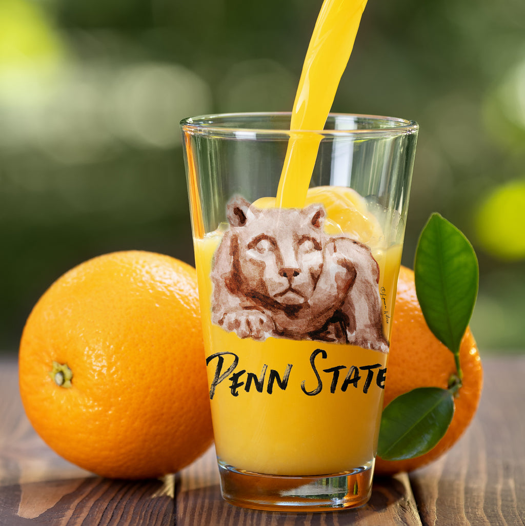 Set of 4 Penn State Nittany Lions Mascot by Laura Wilcox 16oz Pint Glasses