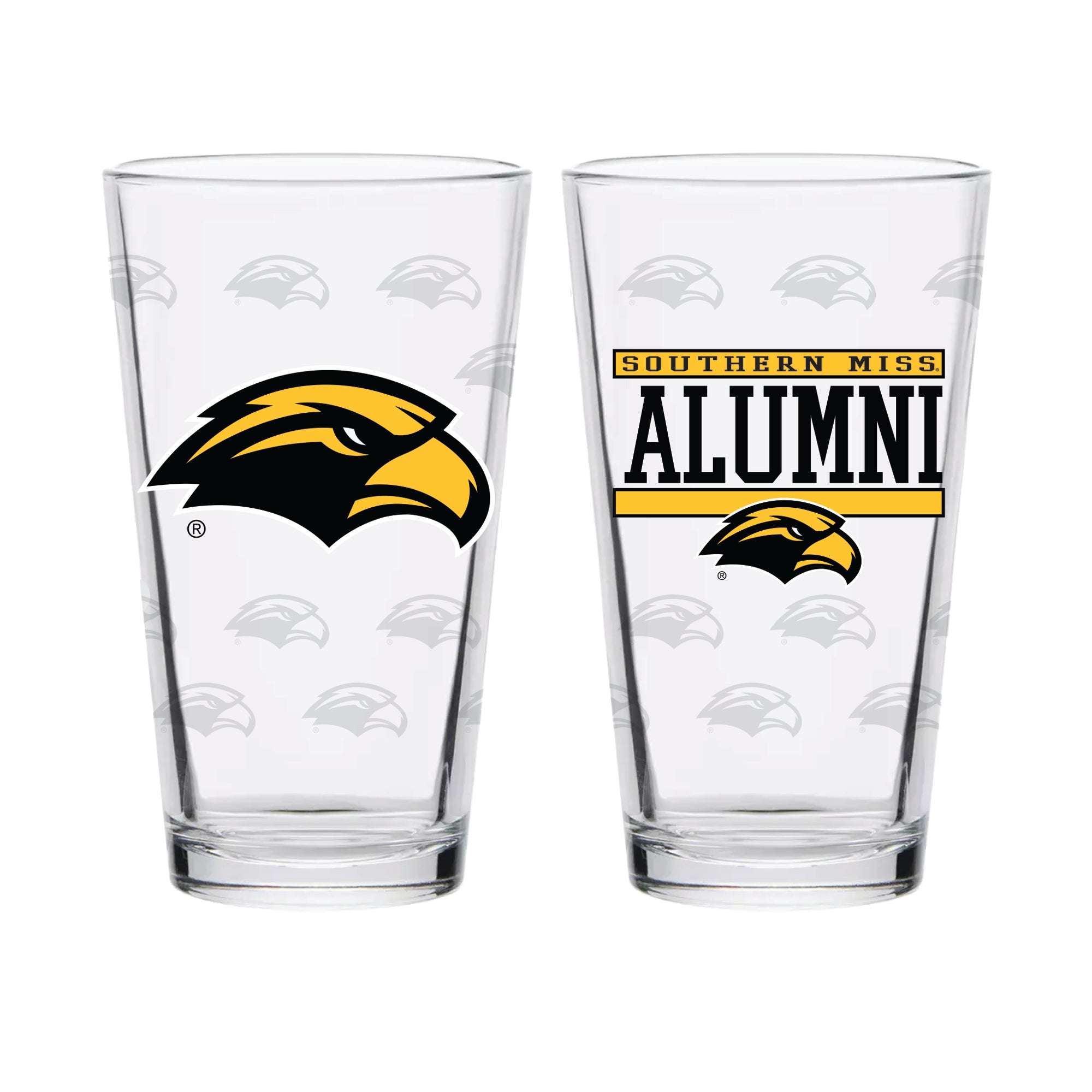 Set of 2 Southern Miss Golden Eagles 16oz Alumni Pints