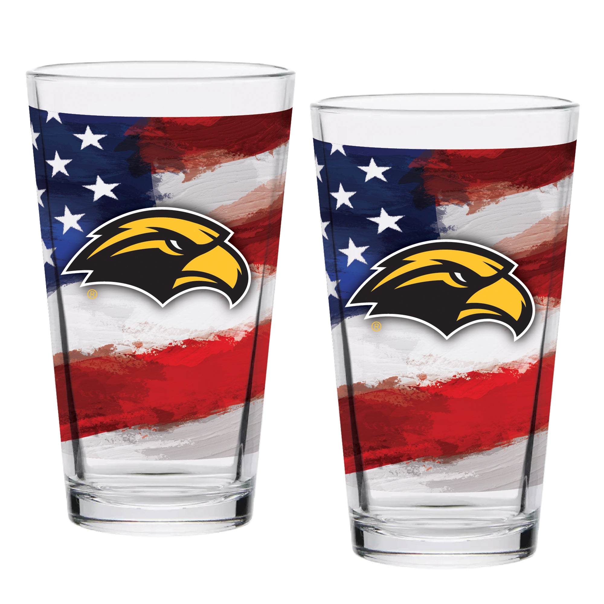 Set of 2 Southern Miss Golden Eagles 16oz Americana Pints