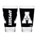 Set of 2 App State Mountaineers 16oz Black Primary Pints