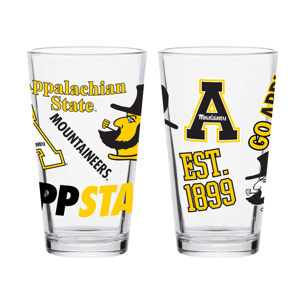 Set of 2 App State Mountaineers 16oz Medley Pint Glasses