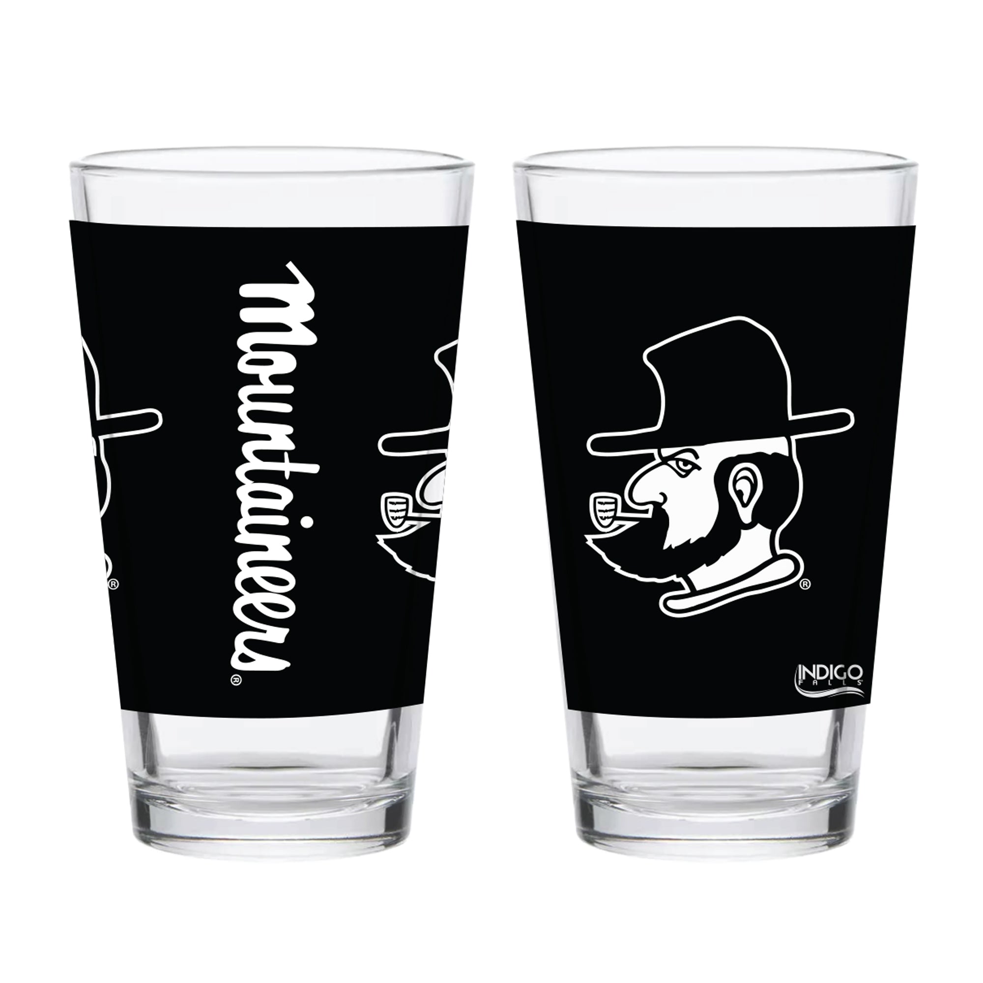 Set of 2 App State Mountaineers 16oz Mascot Pints