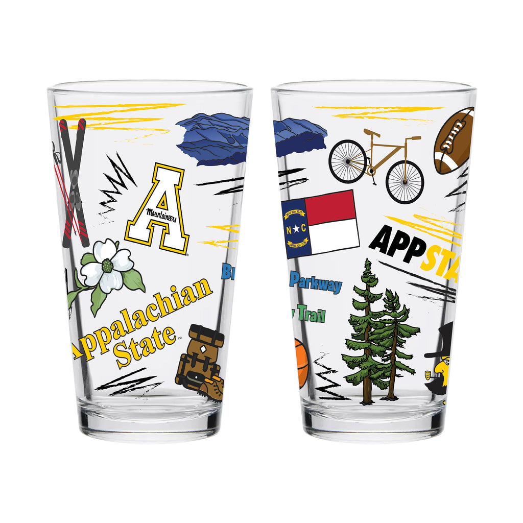 Set of 2 App State Mountaineers Local 16oz Pints