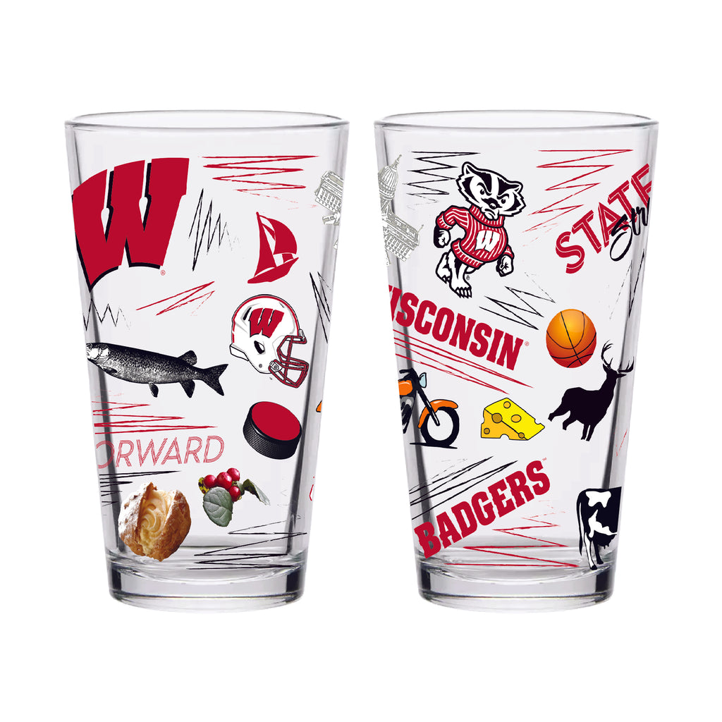 Set of 2 Wisconsin Badgers Local 16oz Pints