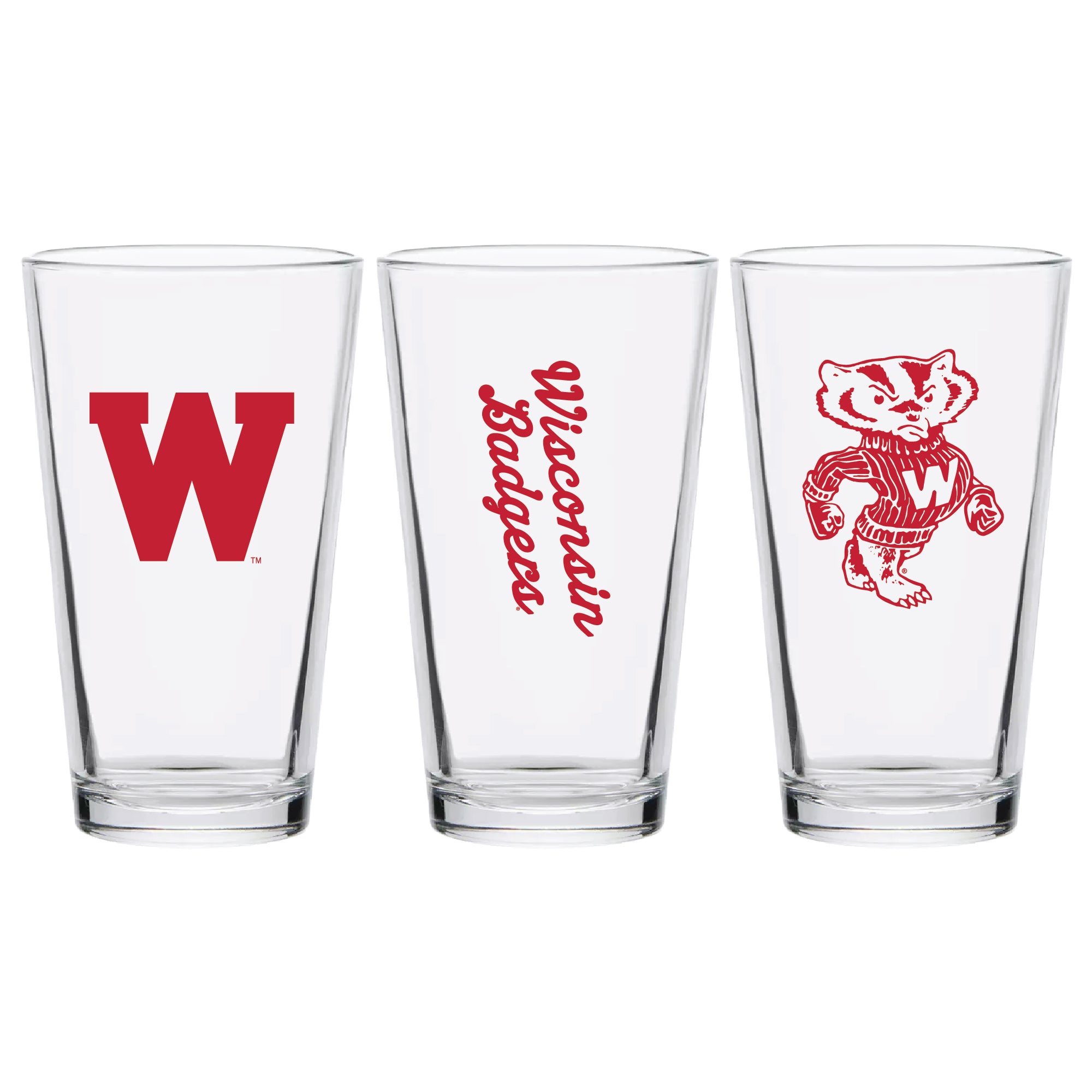 Set of 2 Wisconsin Badgers College Vault Sketch 16oz Pints