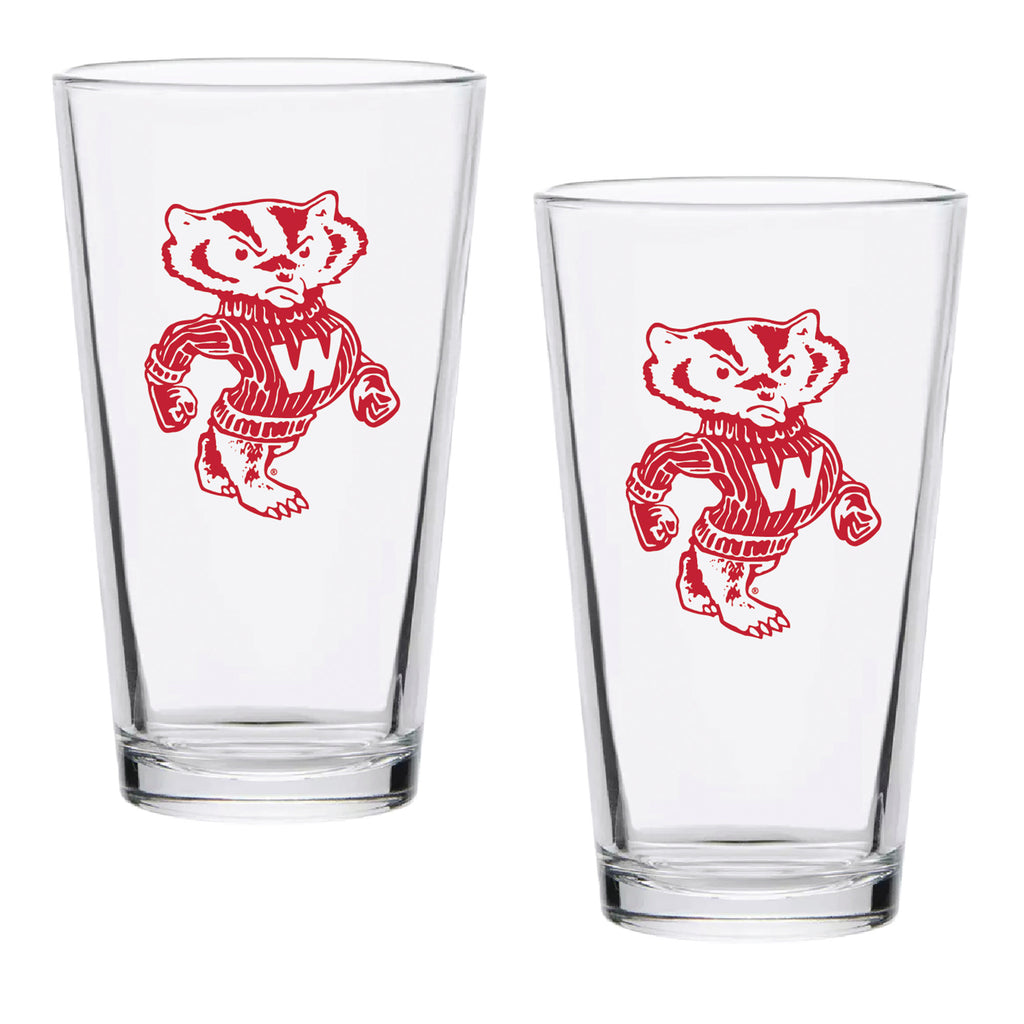 Set of 2 Wisconsin Badgers College Vault Sketch 16oz Pints