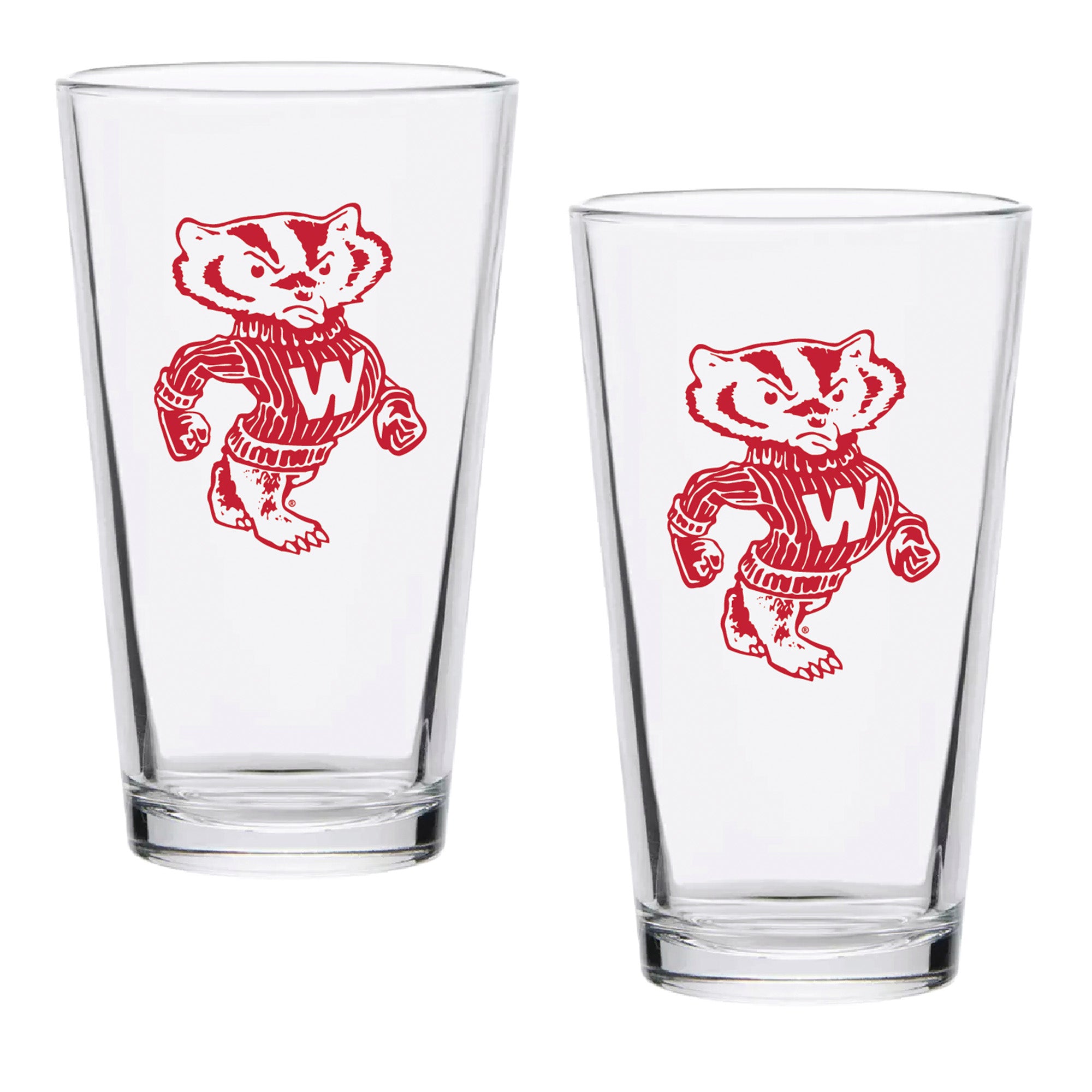 Set of 2 Wisconsin Badgers College Vault Sketch 16oz Pints