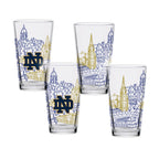 Set of 4 Notre Dame Fighting Irish Campus Line Art 16oz Pints