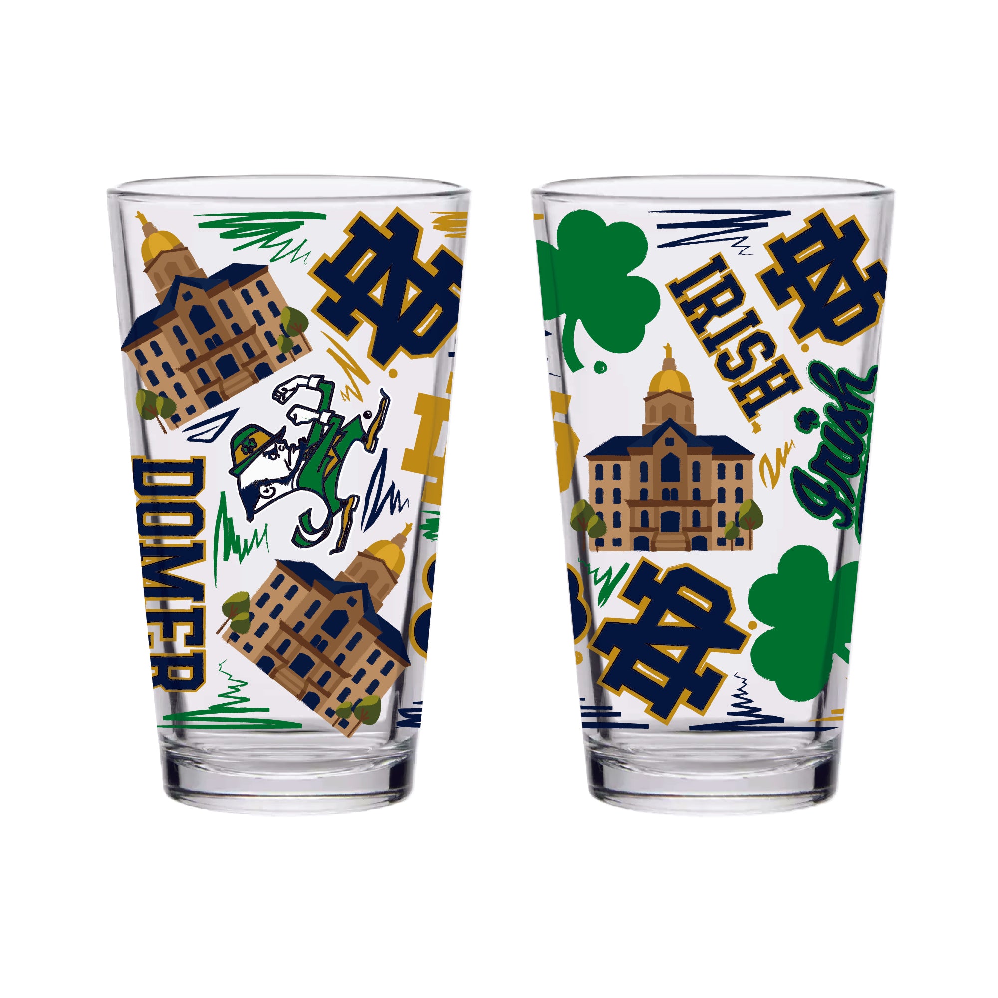 Set of 2 Notre Dame Fighting Irish Local 16oz Pints