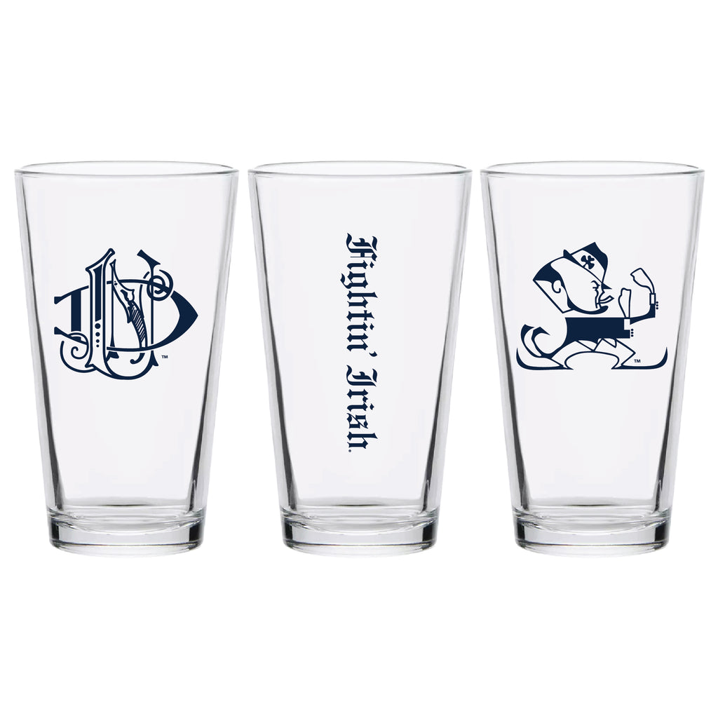 Set of 2 Notre Dame Fighting Irish College Vault Sketch 16oz Pints