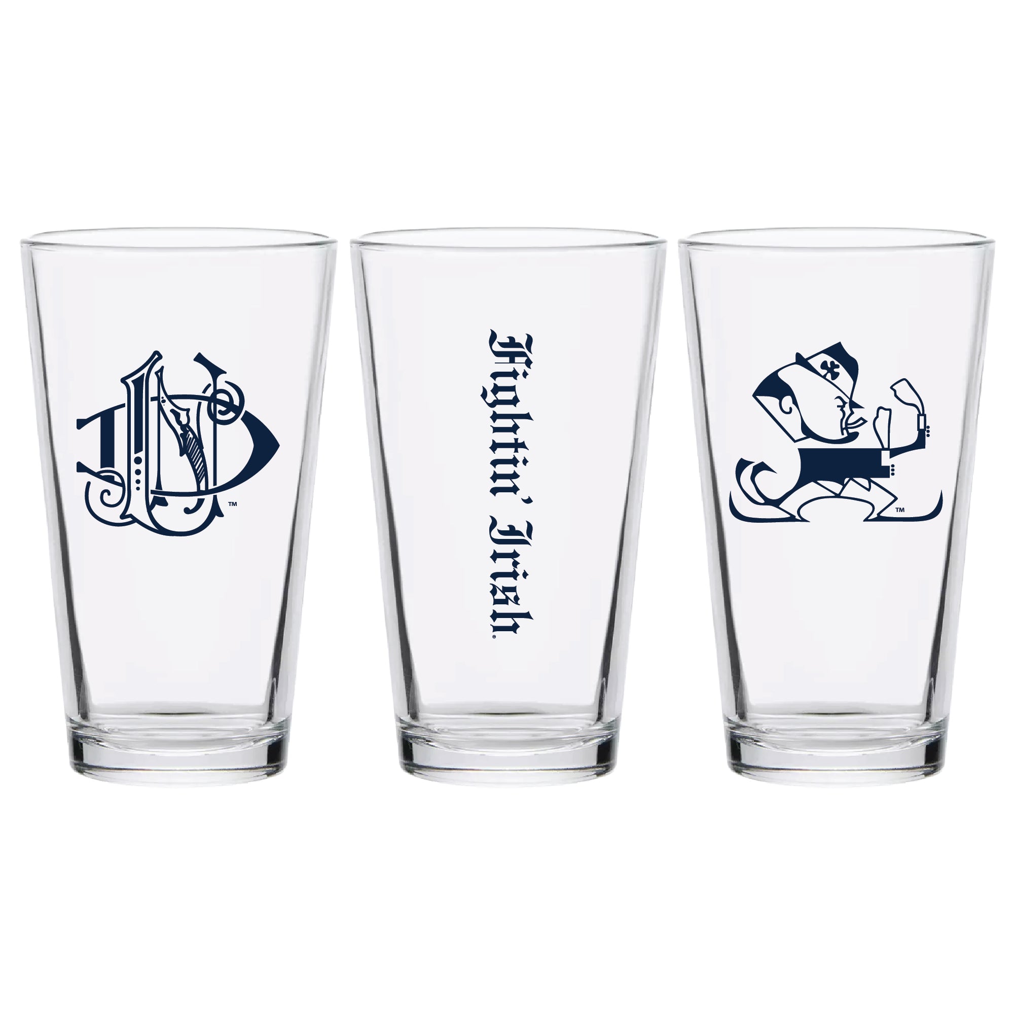 Set of 2 Notre Dame Fighting Irish College Vault Sketch 16oz Pints