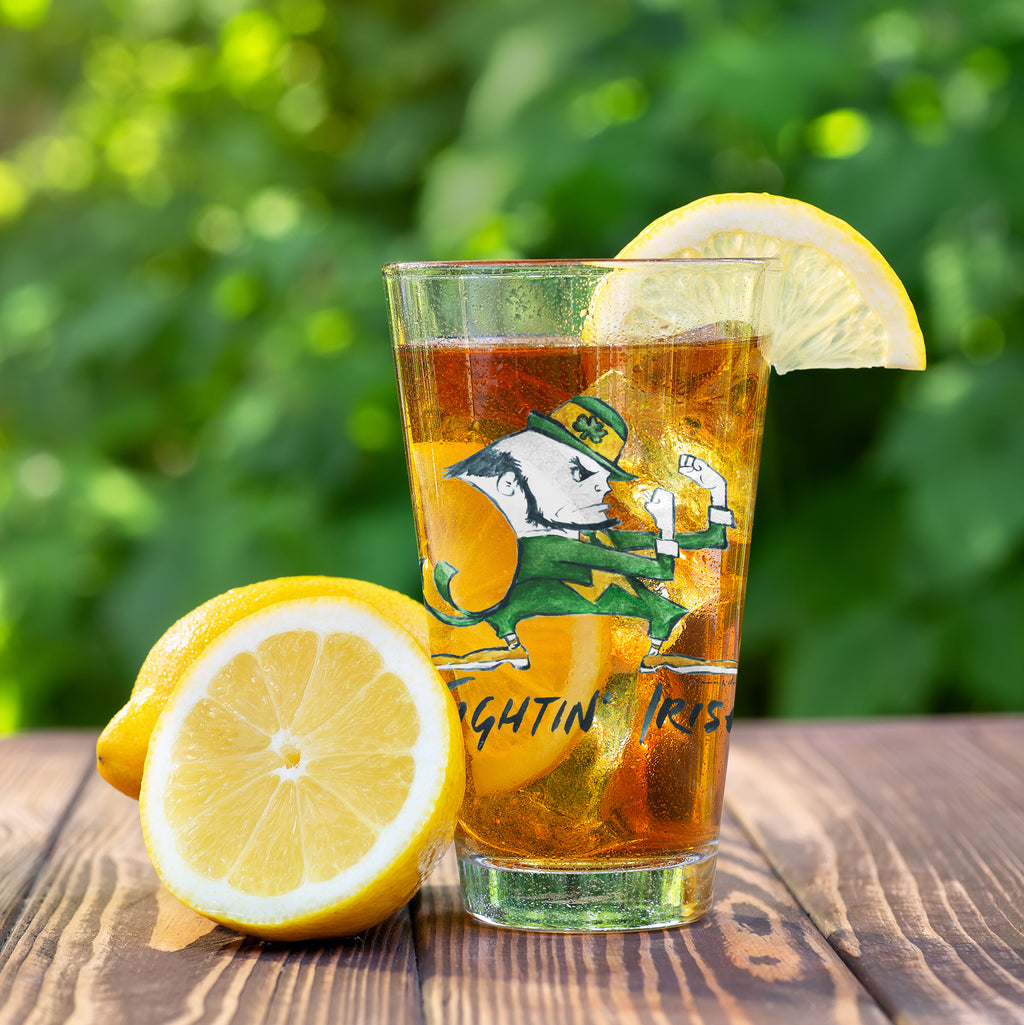 Set of 4 Notre Dame Fighting Irish Mascot by Laura Wilcox 16oz Pint Glasses