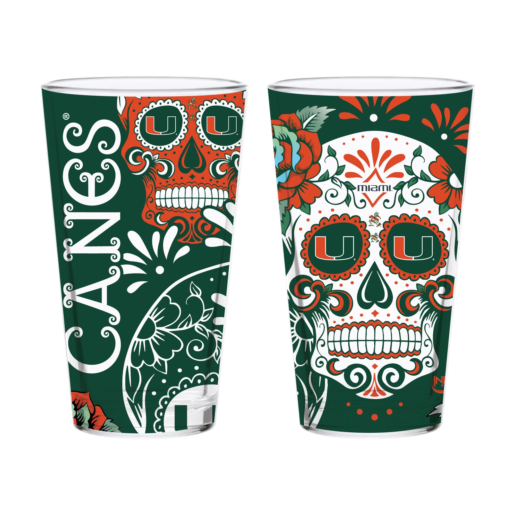 Set of 2 Miami Dia de los Muertos Pint Glasses