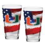 Set of 2 Miami Hurricanes 16oz Americana Pints