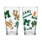 16oz Miami Hurricanes College Vault Medley Pint 2 Pack