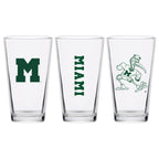 Set of 2 Miami Hurricanes College Vault Sketch 16oz Pints