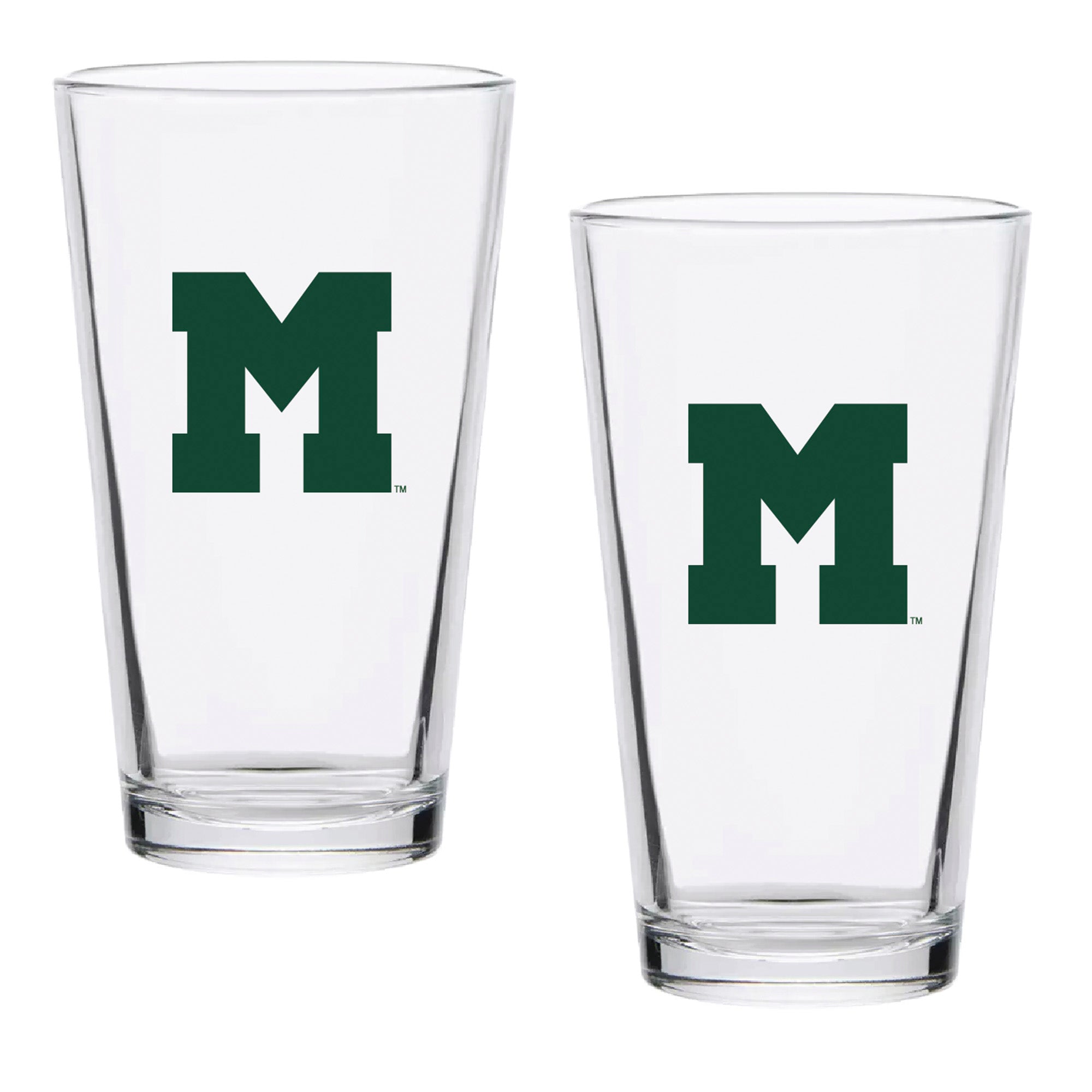 Set of 2 Miami Hurricanes College Vault Sketch 16oz Pints