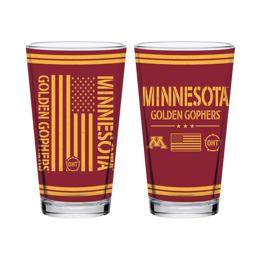 Minnesota Gophers 16oz OHT flag pint glass