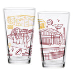 Set of 2 Minnesota Golden Gophers Campus Line Art 16oz Pints