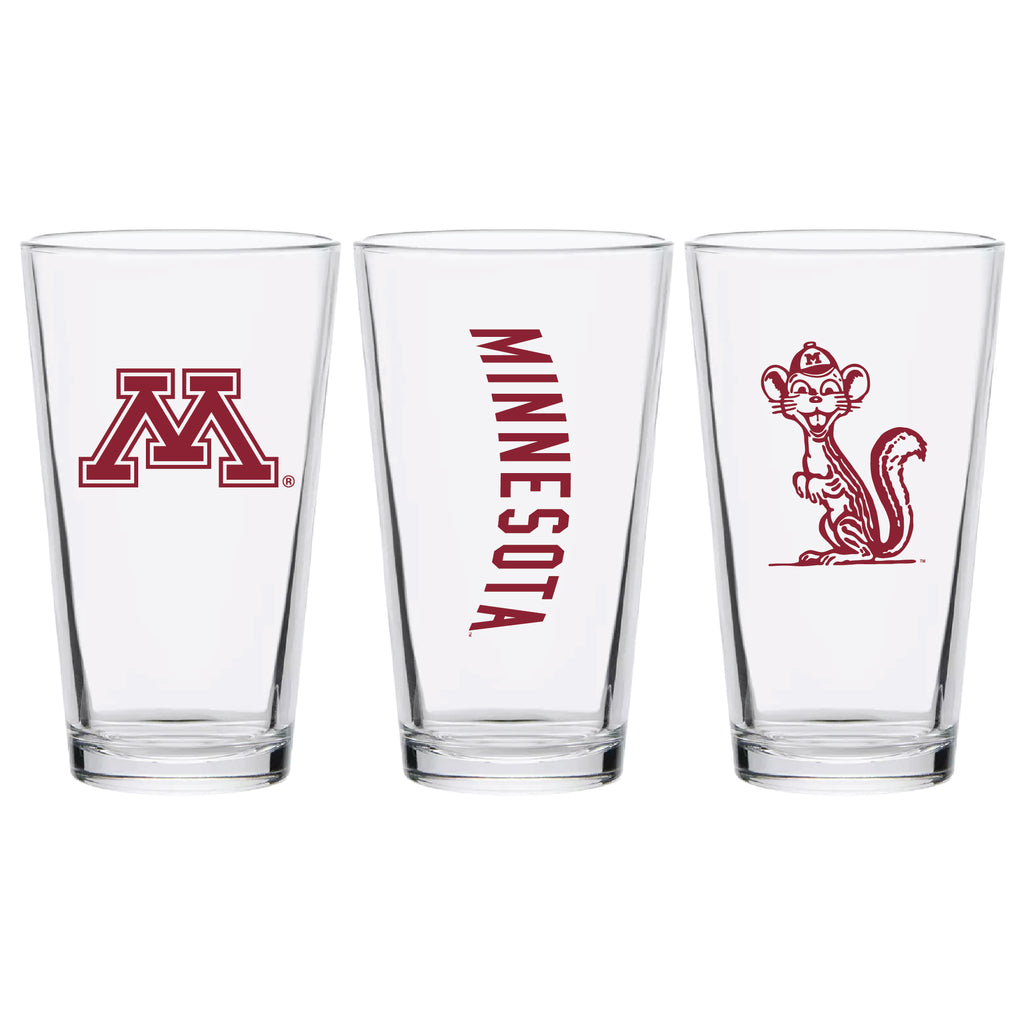 Set of 2 Minnesota Golden Gophers College Vault Sketch 16oz Pints