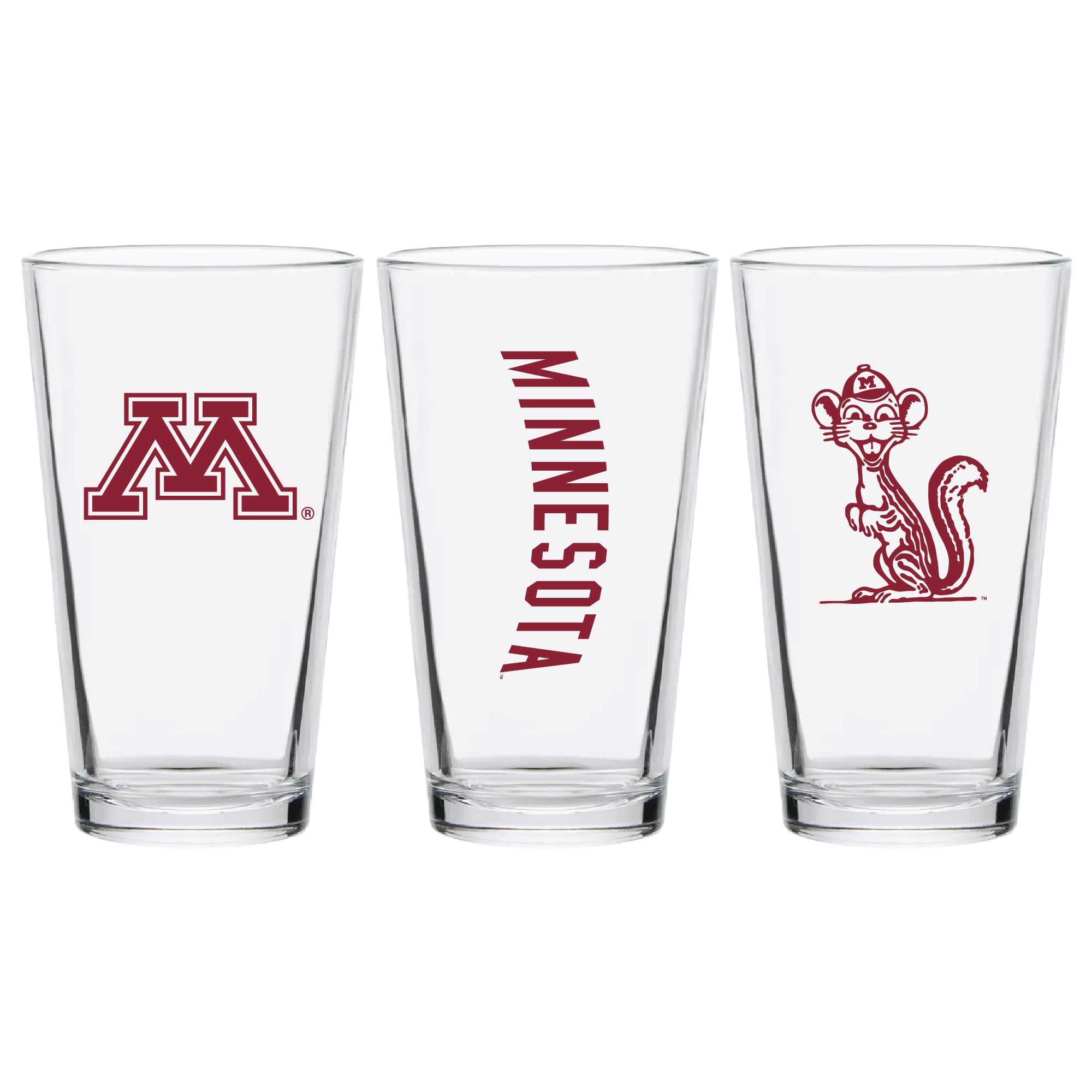 Set of 2 Minnesota Golden Gophers College Vault Sketch 16oz Pints