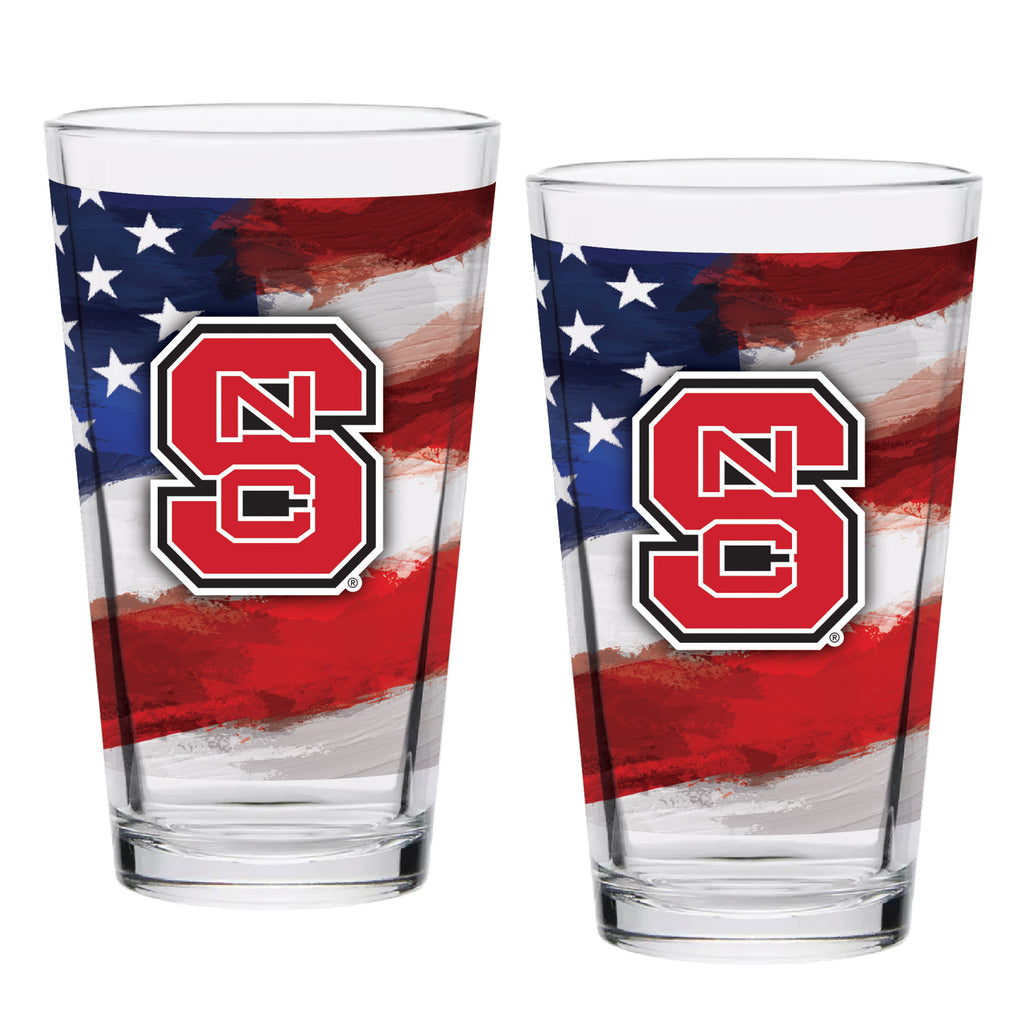 Set of 2 North Carolina State Timber Wolves 16oz Americana Pints