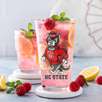 Set of 4 NC State Wolfpack Mascot by Laura Wilcox 16oz Pint Glasses