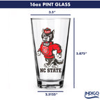 Set of 4 NC State Wolfpack Mascot by Laura Wilcox 16oz Pint Glasses