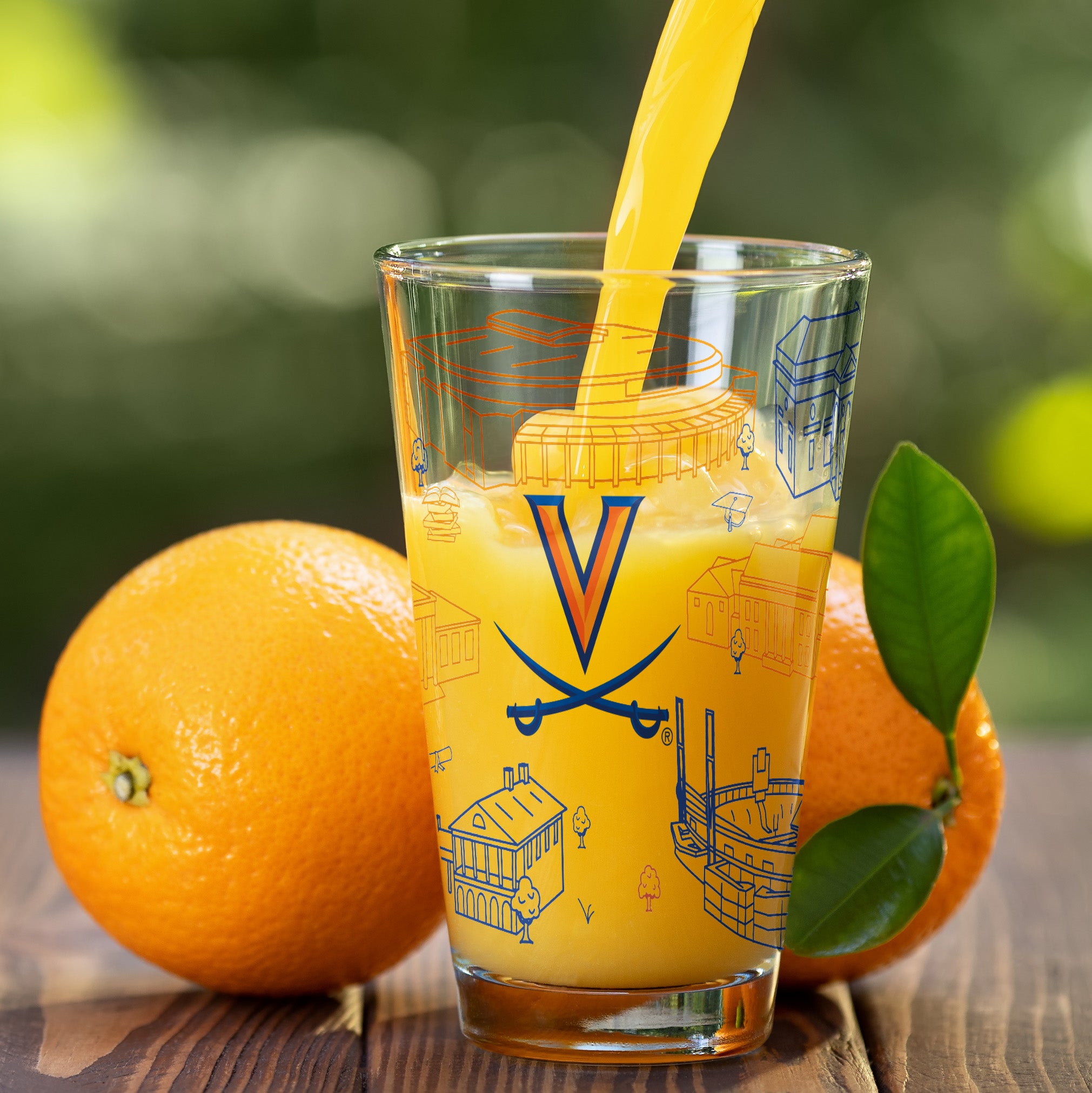 Set of 2 Virginia Cavaliers Campus Line Art 16oz Pints