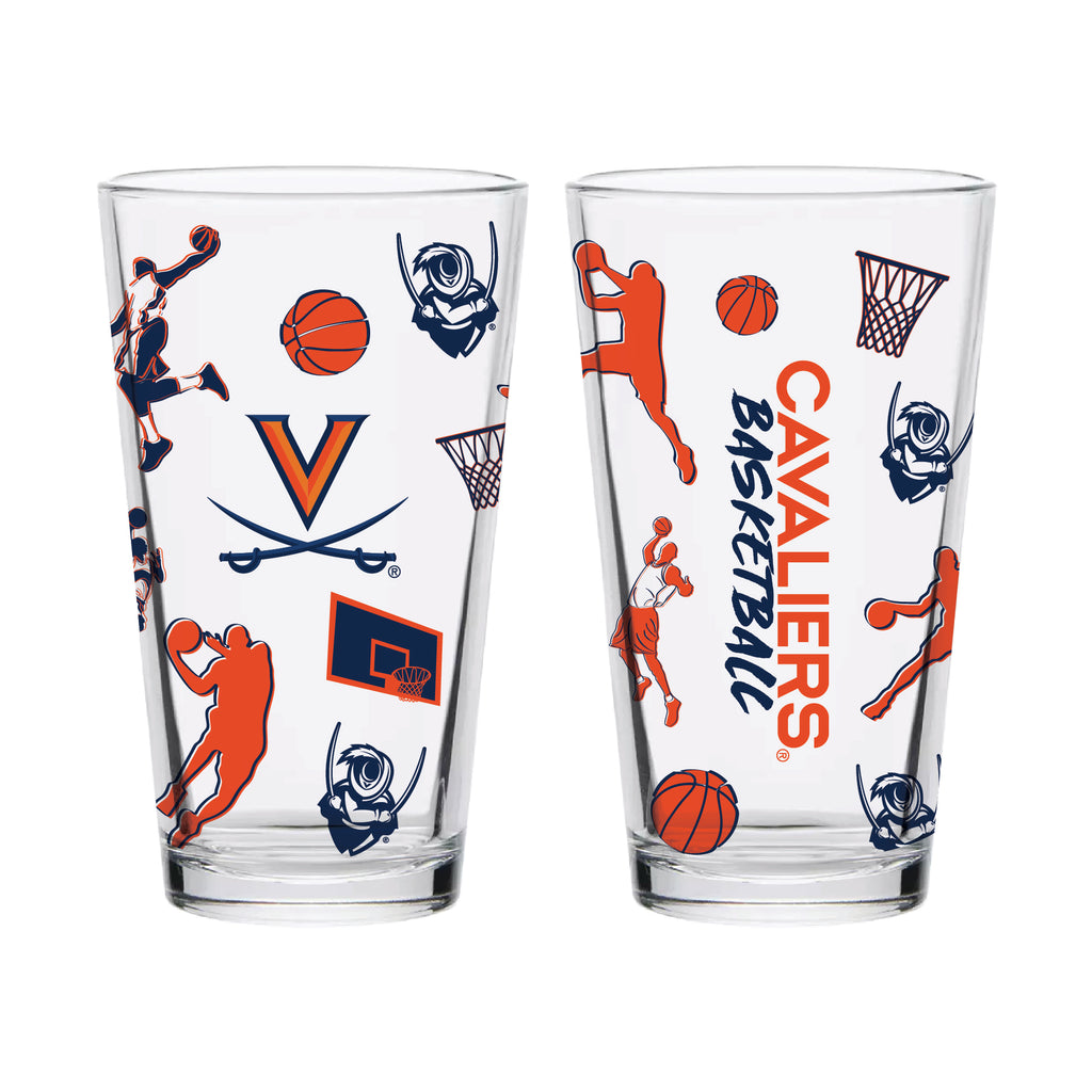 Set of 2 Virginia Cavaliers Basketball Sketch 16oz Pints