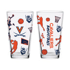 Set of 2 Virginia Cavaliers Basketball Sketch 16oz Pints