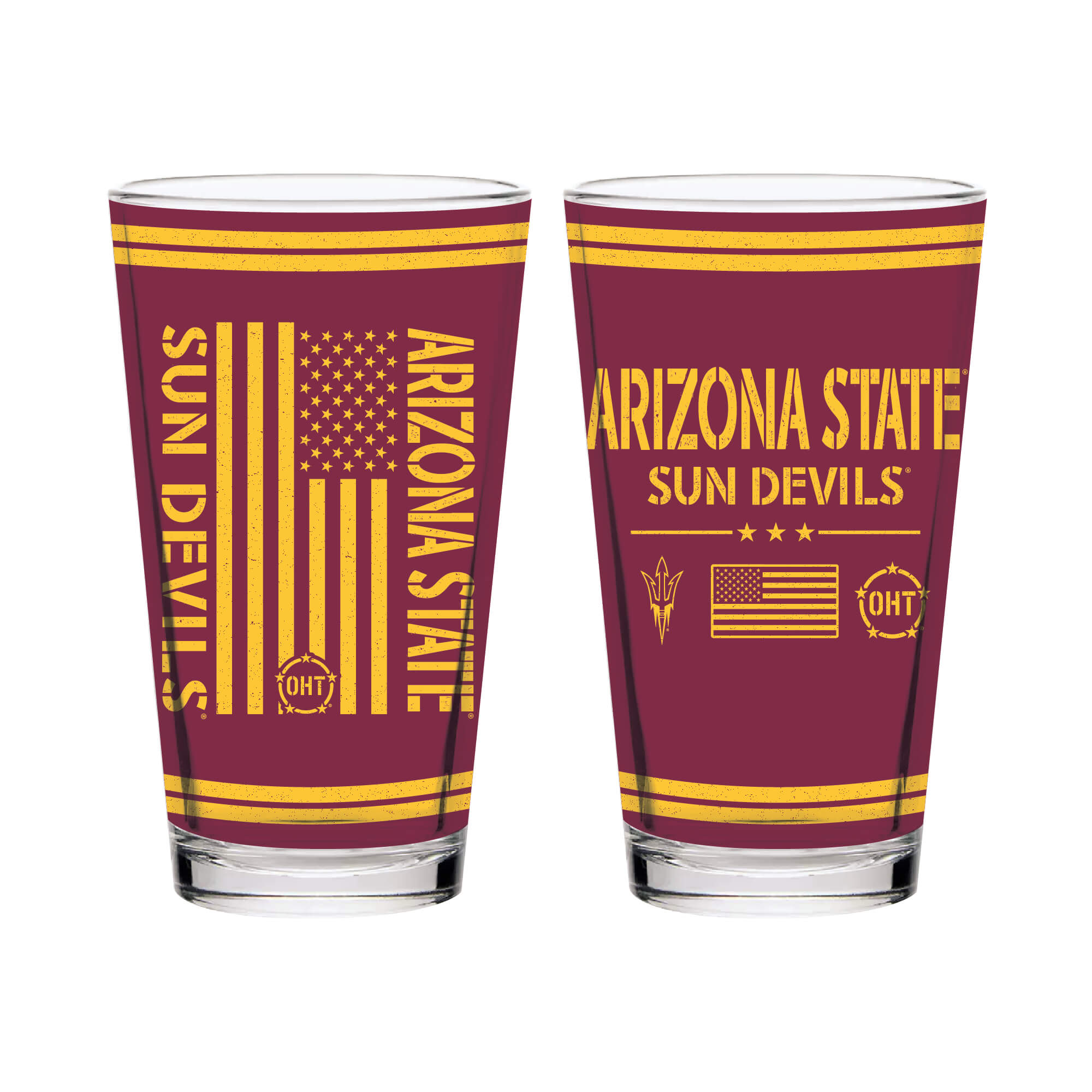 Set of 2 Arizona State Sun Devils 16oz OHT Flag Pints