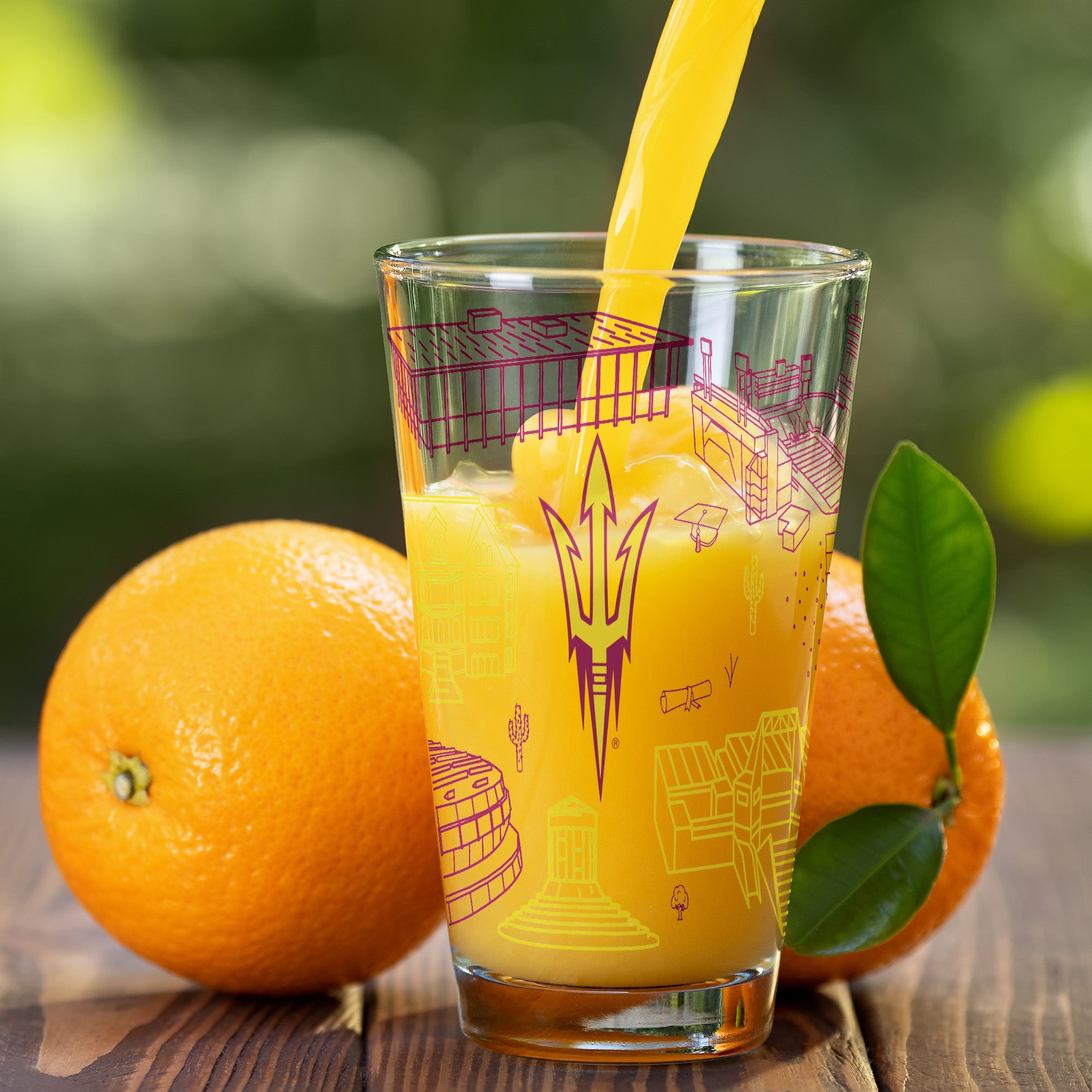 Set of 2 Arizona State Sun Devils Campus Line Art 16oz Pints