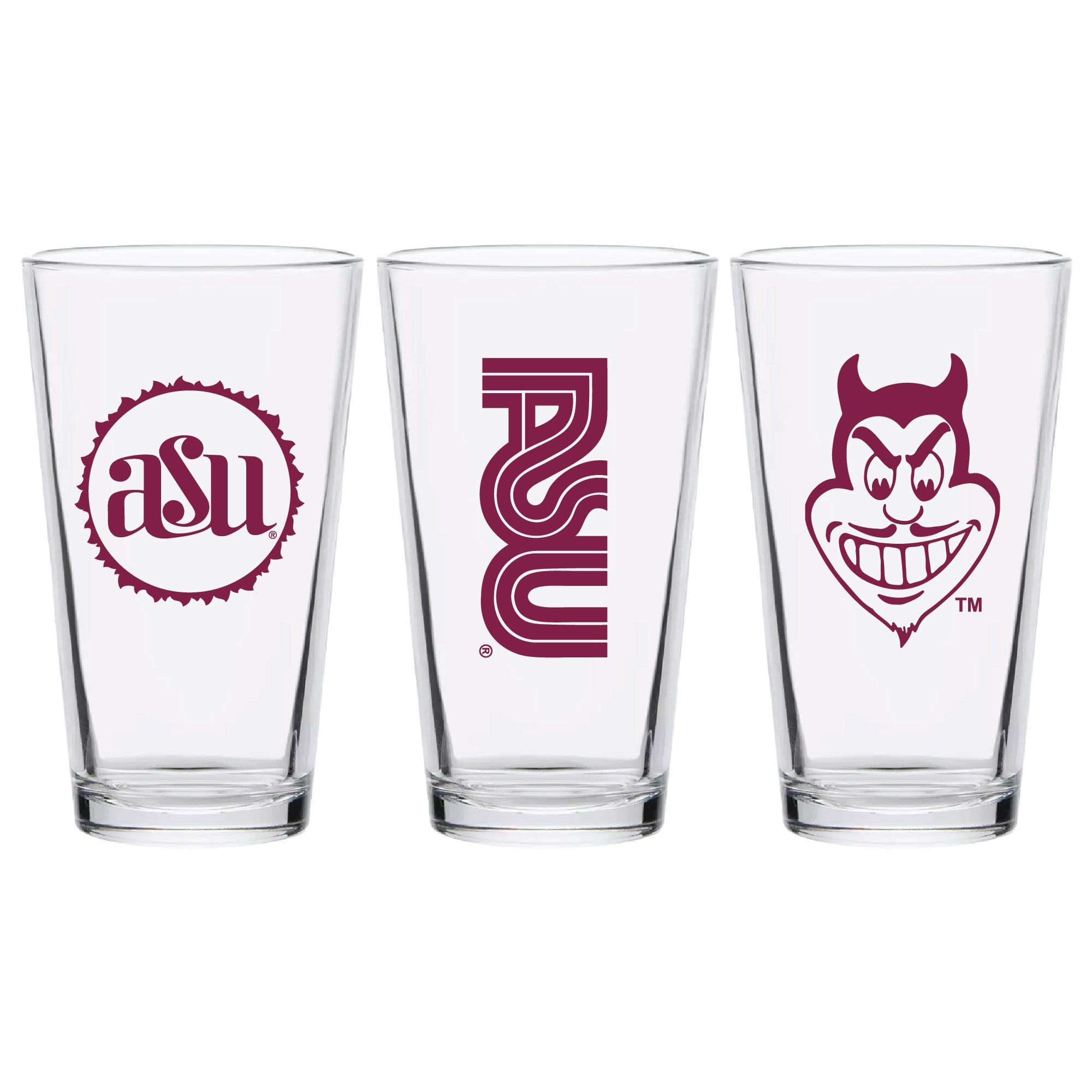 Set of 2 Arizona State Sun Devils College Vault Sketch 16oz Pints