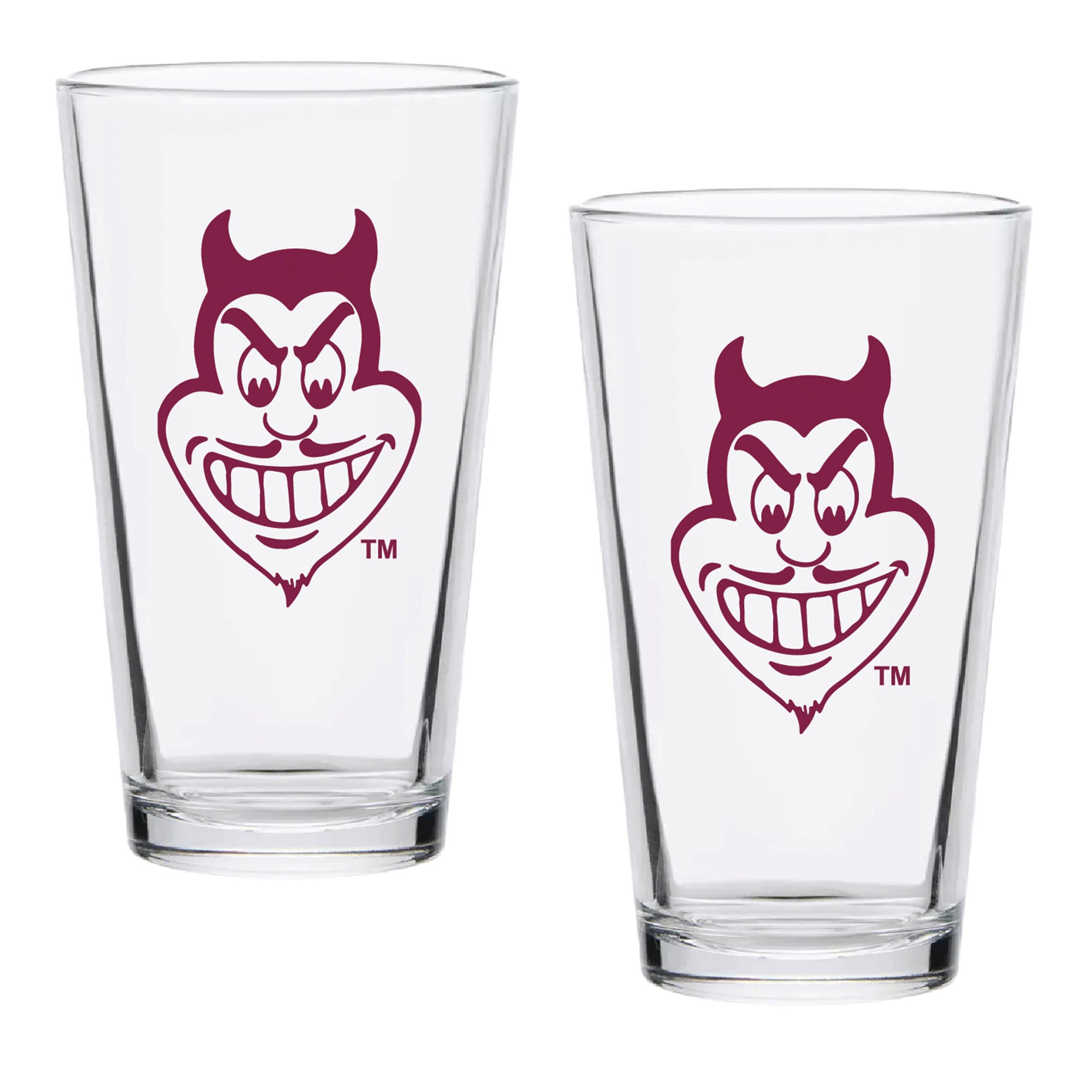 Set of 2 Arizona State Sun Devils College Vault Sketch 16oz Pints