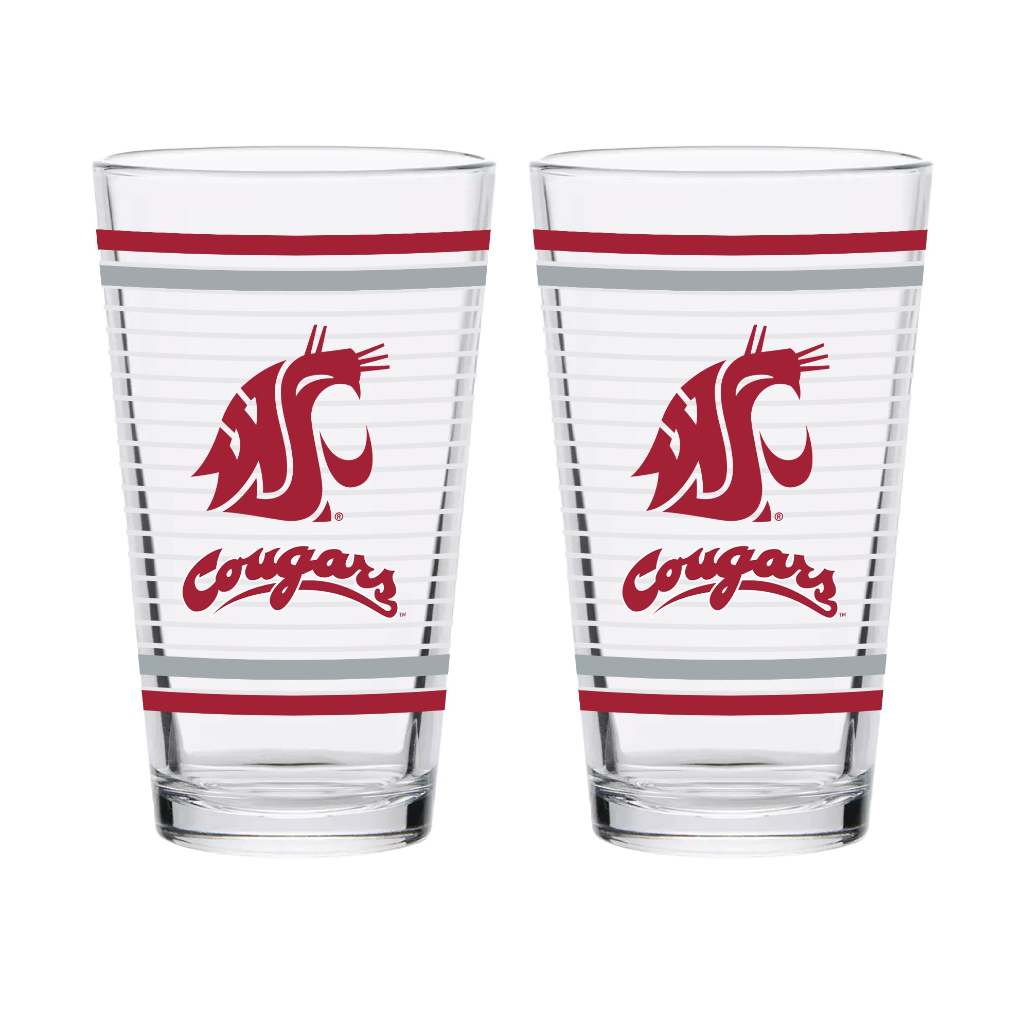 Set of 2 Washington State Cougars 16oz Ring Pints