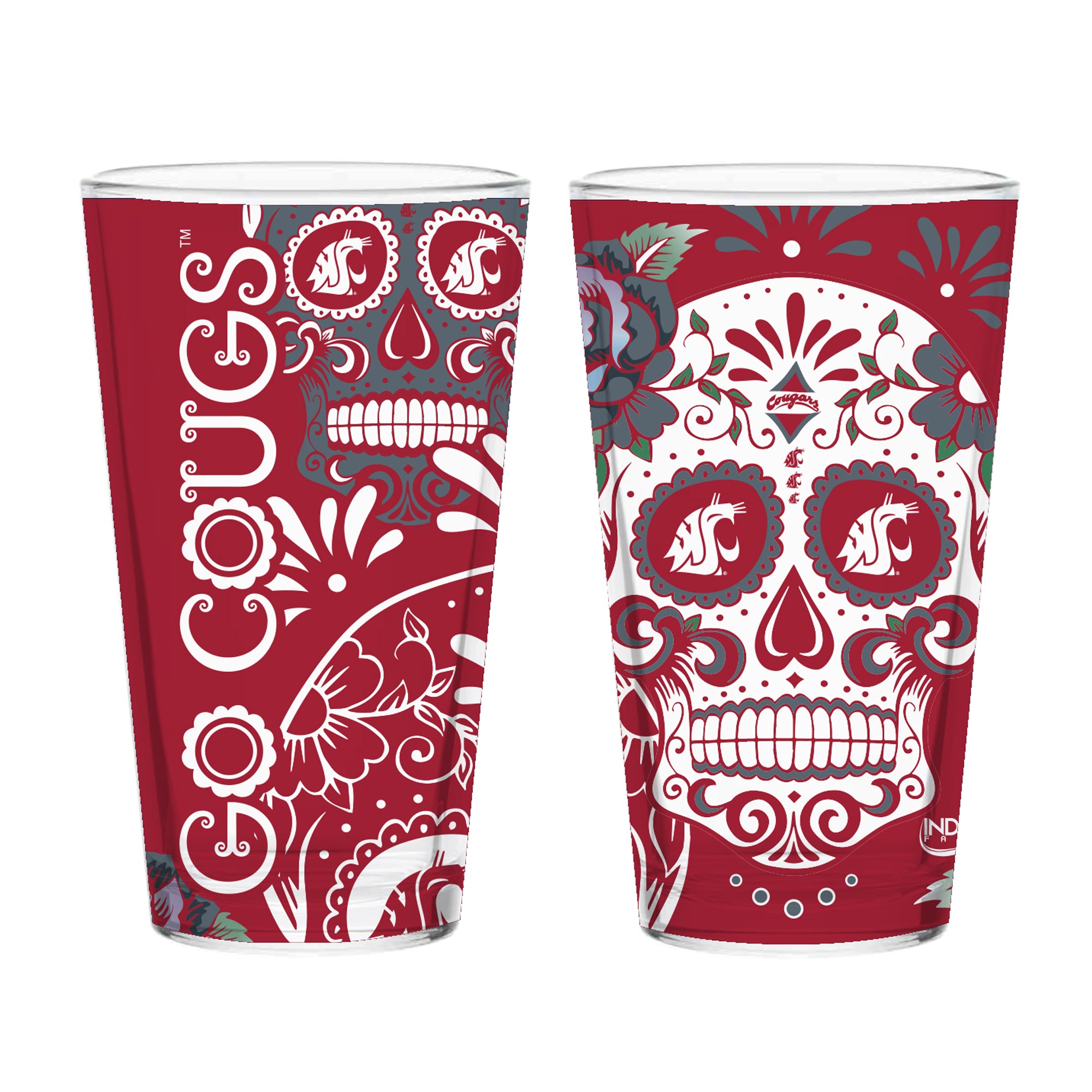 Set of 2 Washington State Dia de los Muertos Pint Glasses