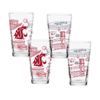 Set of 4 Washington State Cougars Campus Line Art 16oz Pints