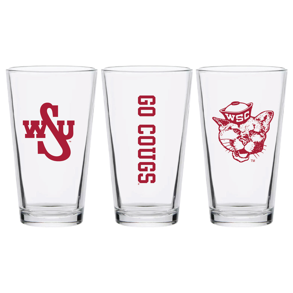 Set of 2 Washington State Cougars College Vault Sketch 16oz Pints