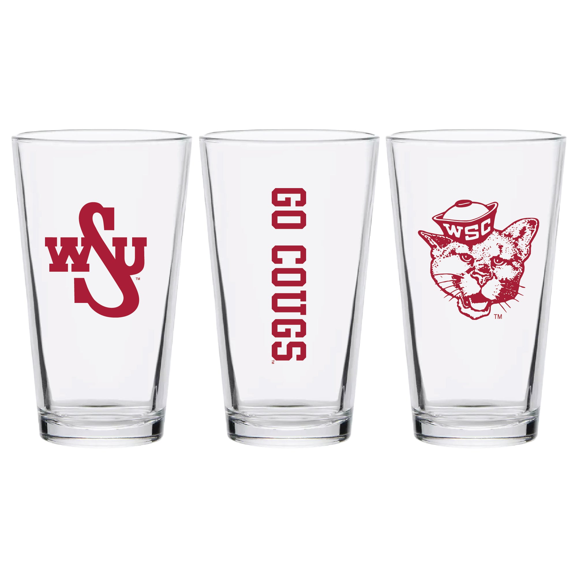 Set of 2 Washington State Cougars College Vault Sketch 16oz Pints